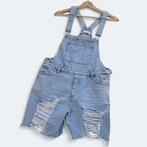 Dance & Marvel Distressed Denim Overalls Shorts Size Small Shortalls